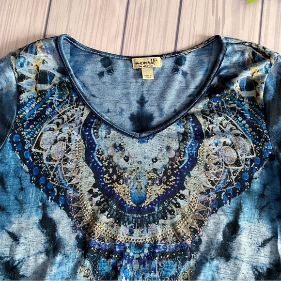 One World Embellished Pullover Top Fringe Bottom Long Sleeves - Picture 8 of 14